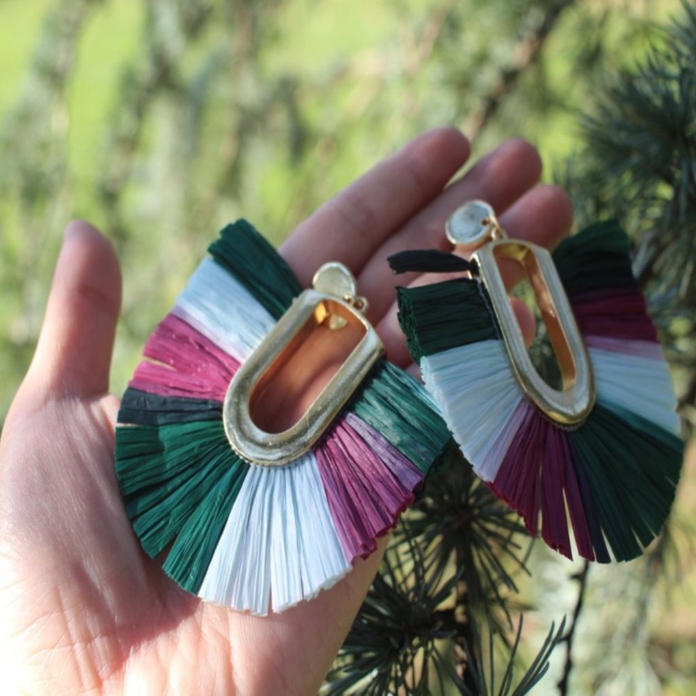 Anthropologie Multicolor Fan Earrings - Picture 5 of 11
